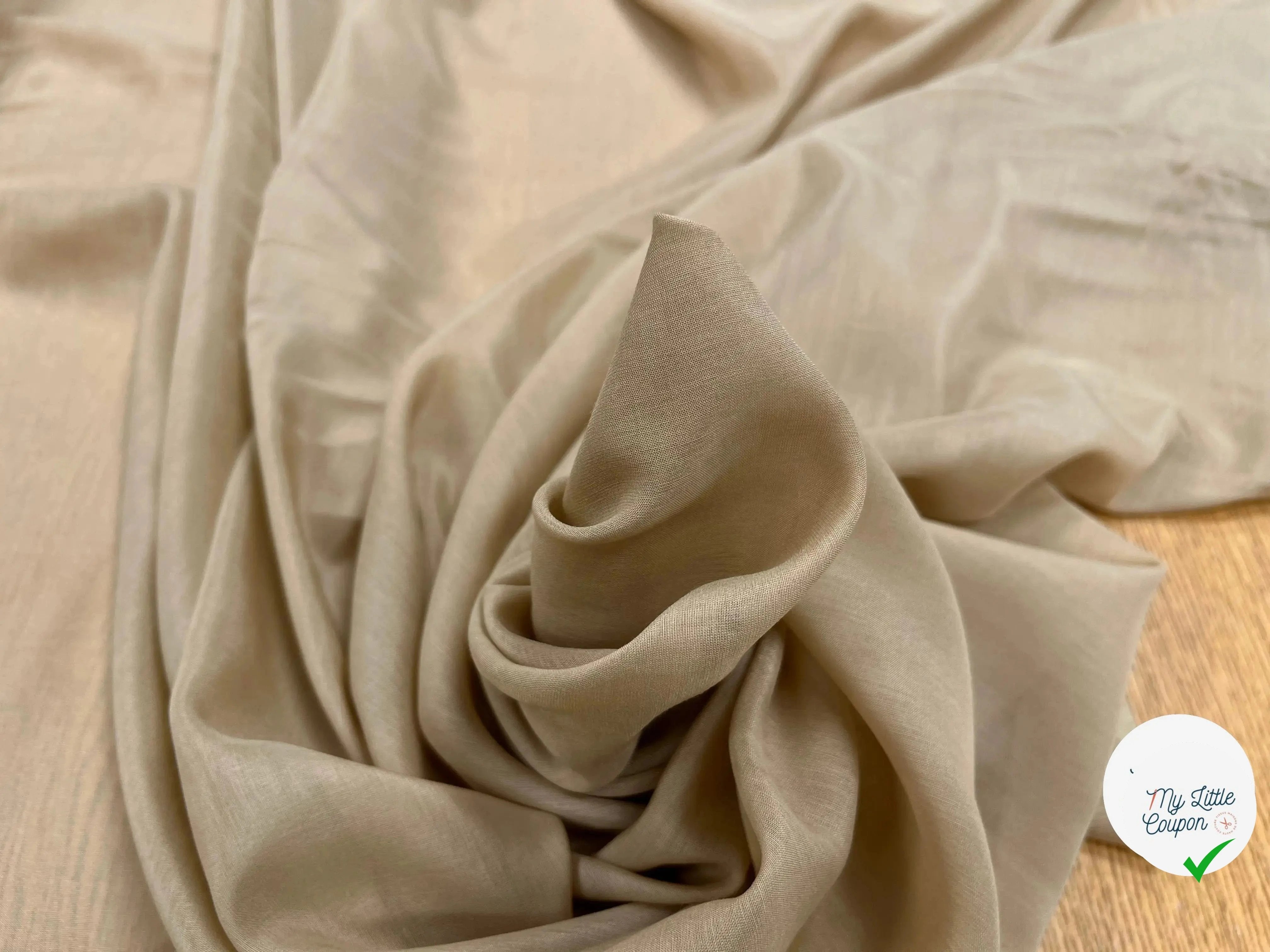 VOILE DE SOIE BEIGE CAMEL TRANSPARENT - My Little Coupon