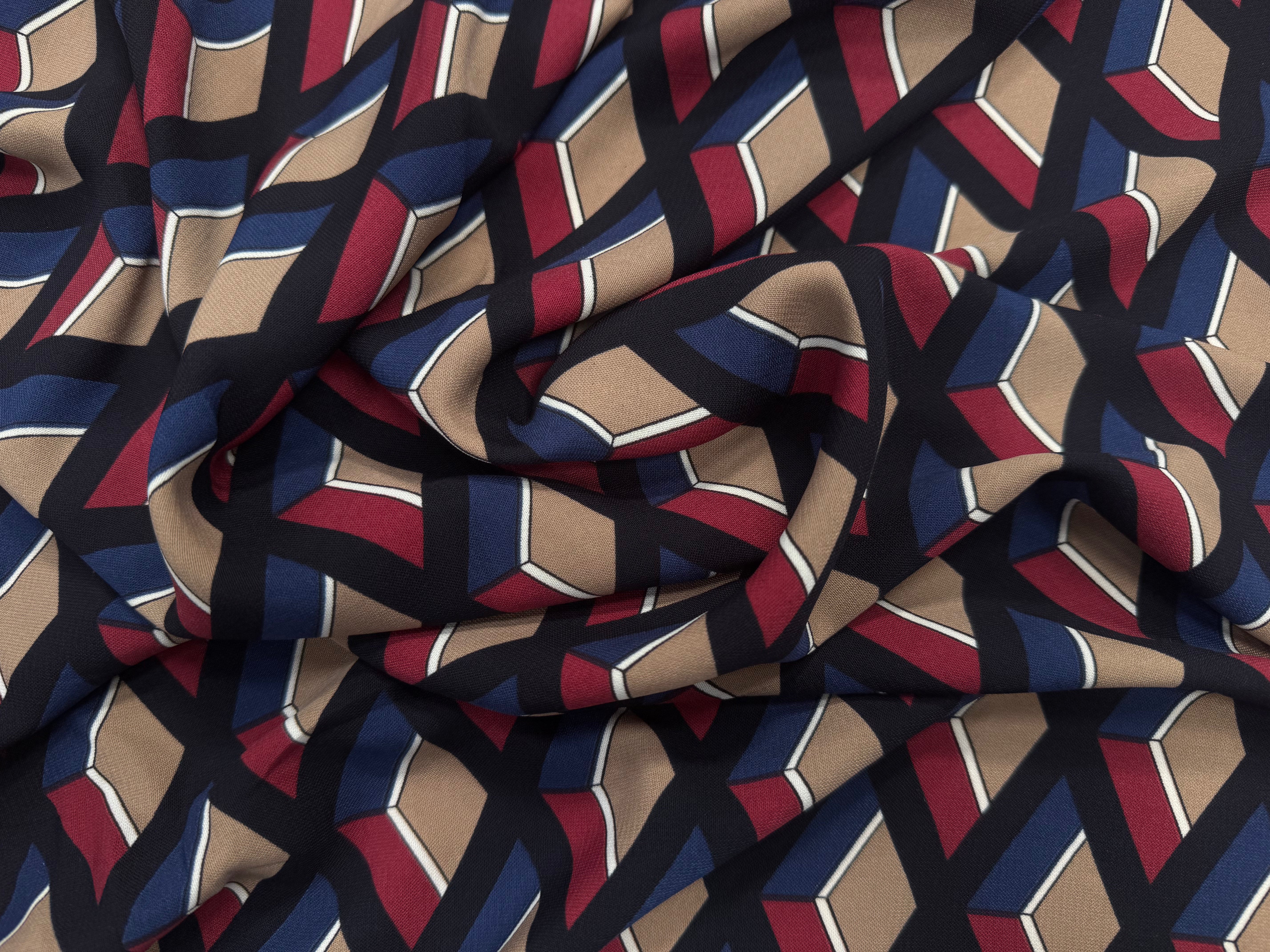 (Chute) WOOLPEACH MOTIFS GEOMÉTRIQUES BLEU ROUGE NOIR - My Little Coupon