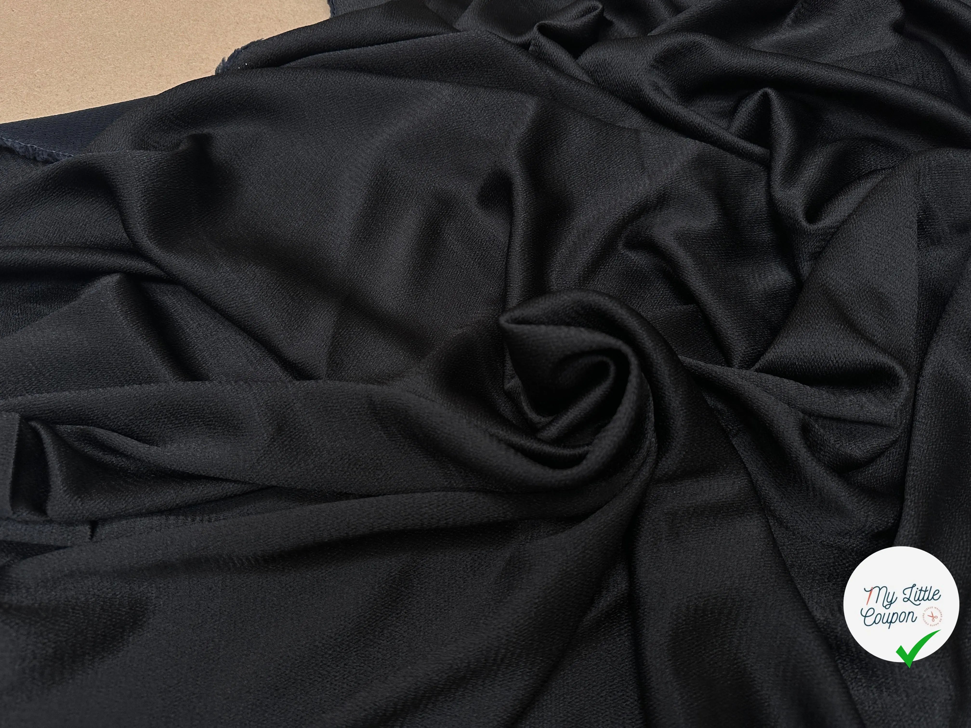 ( chute)CREPE SATIN VISCOSE TEXTURÉE NOIR DE REVE - My Little Coupon