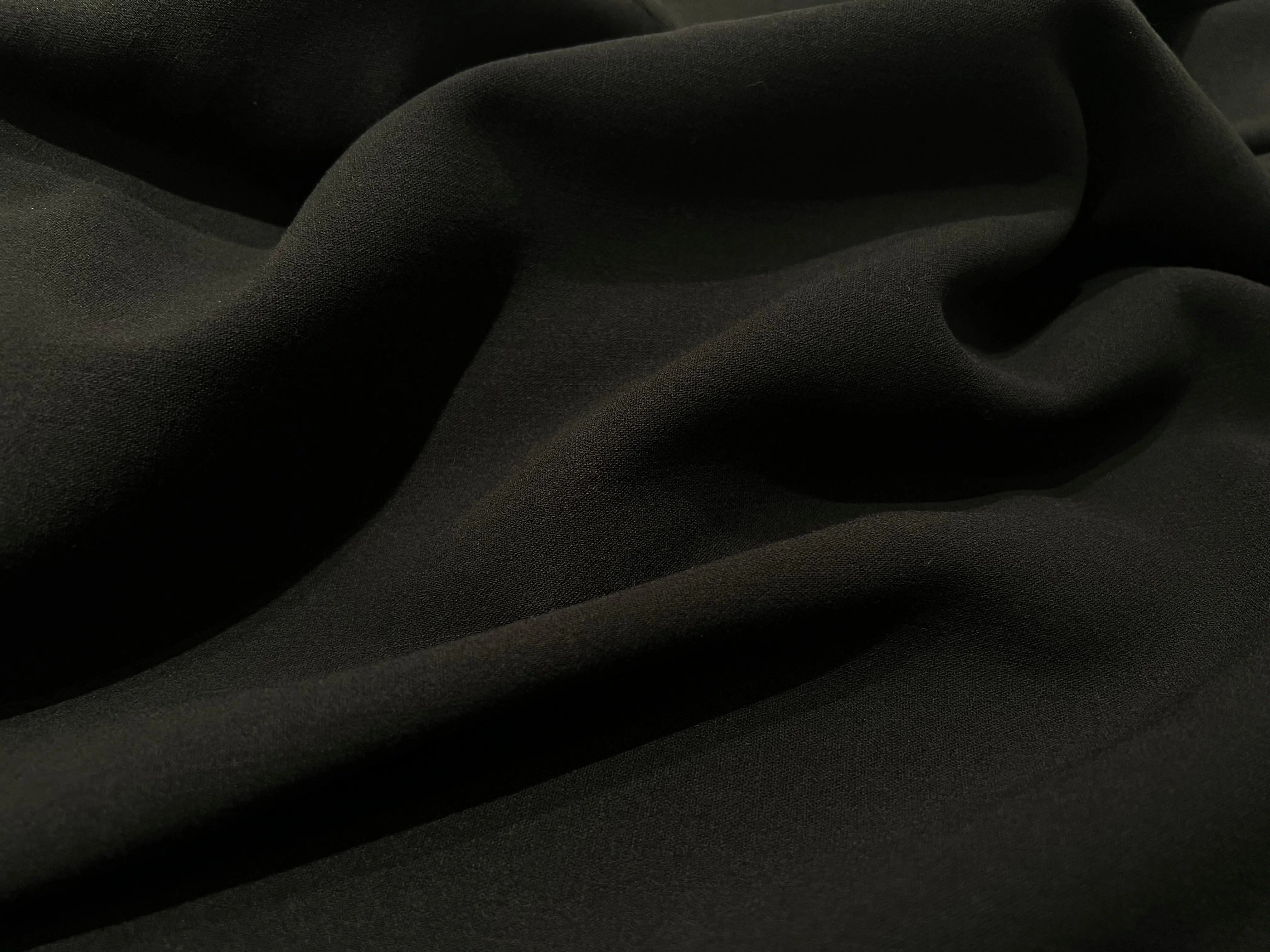 CRÊPE DE LAINE LOURD EXTENSIBLE NOIR - My Little Coupon - tissu - coudre