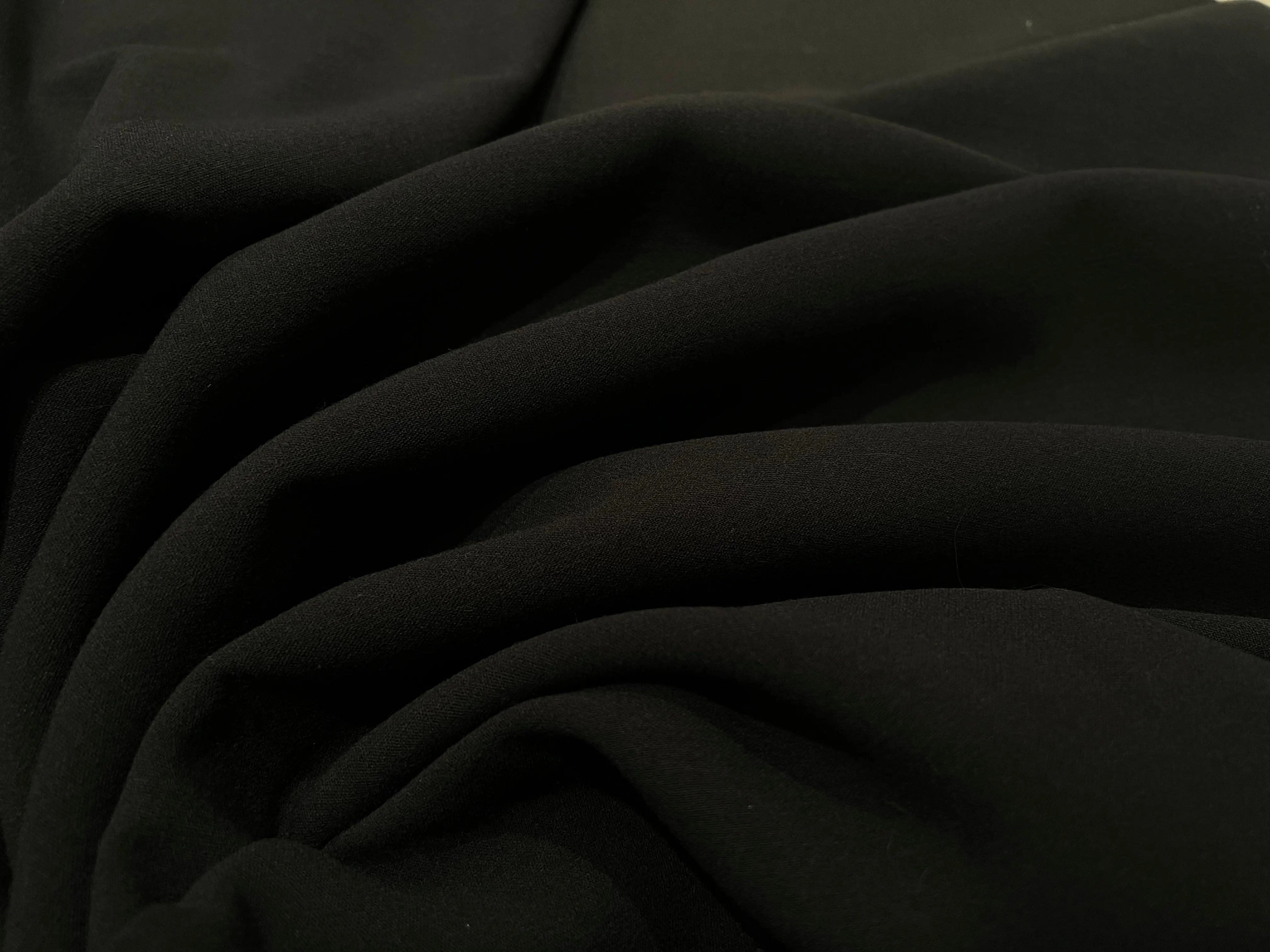CRÊPE DE LAINE LOURD EXTENSIBLE NOIR - My Little Coupon - tissu - coudre