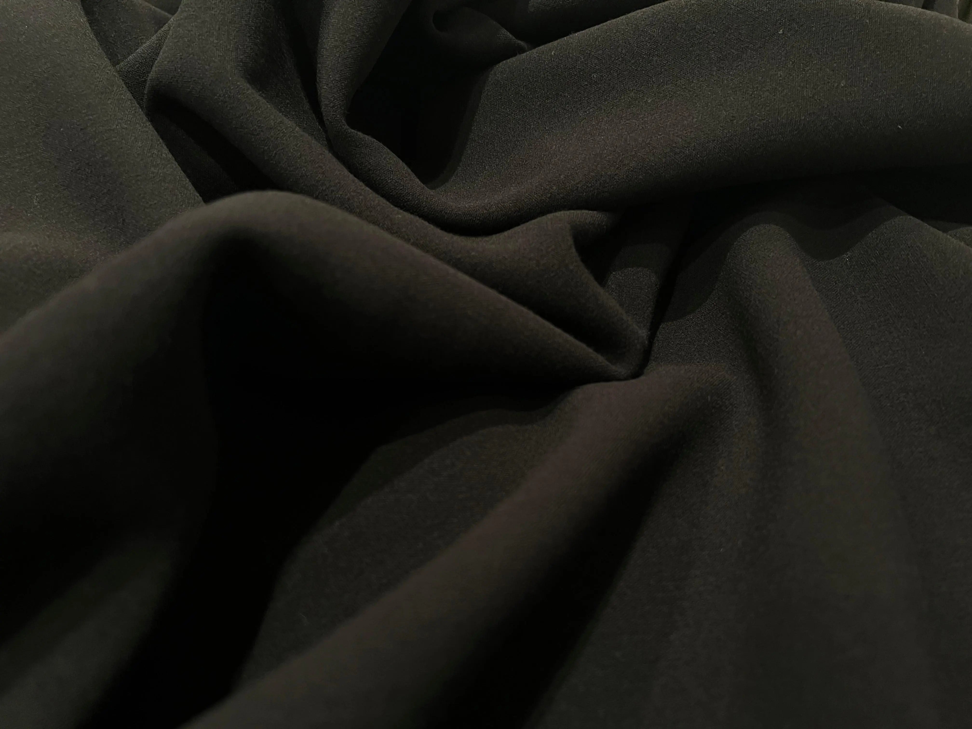 CRÊPE DE LAINE LOURD EXTENSIBLE NOIR - My Little Coupon - tissu - coudre