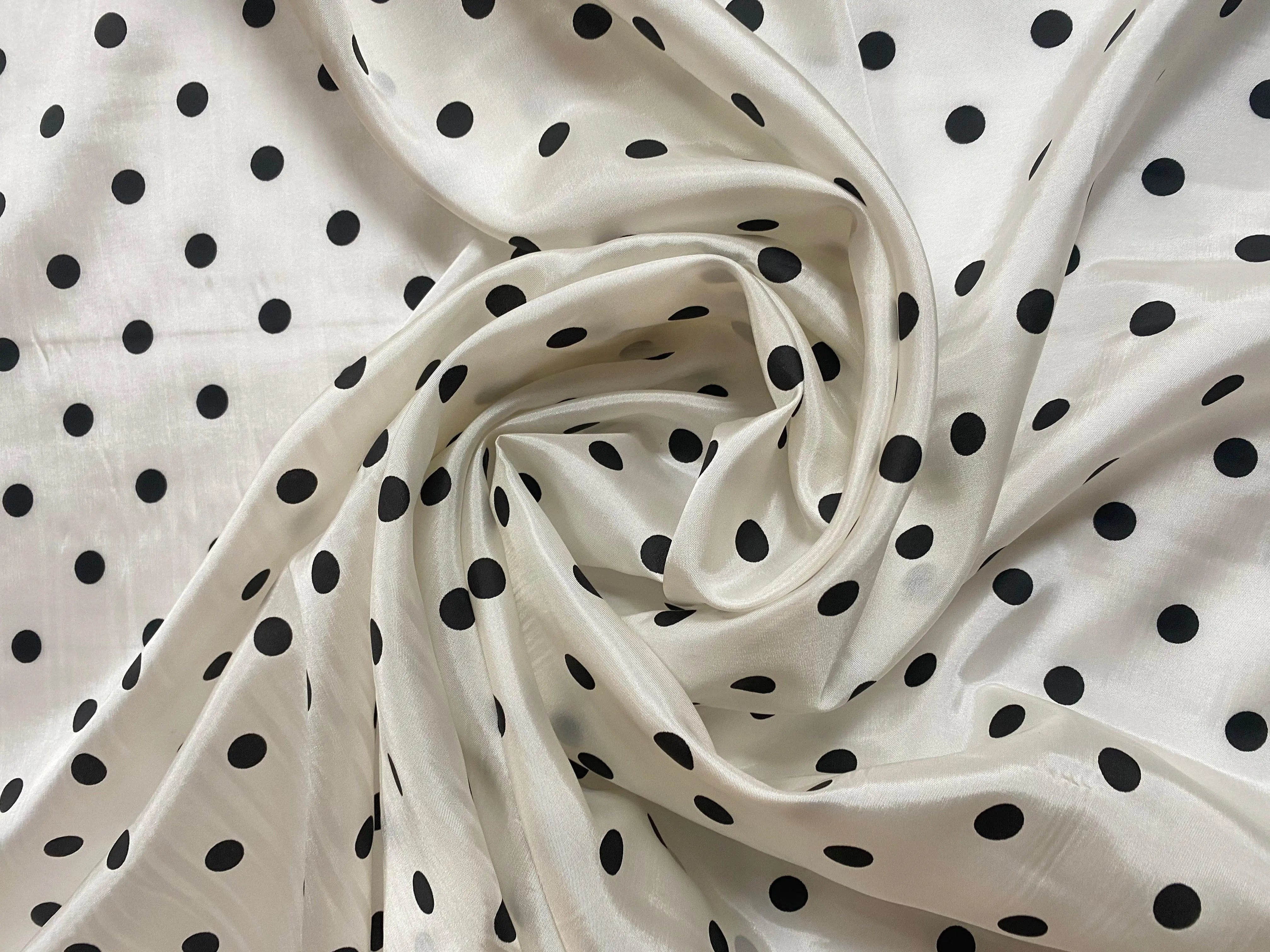 DOUBLURE IMPRIMÉE FOND ÉCRU POIS NOIRS - My Little Coupon - tissu - coudre