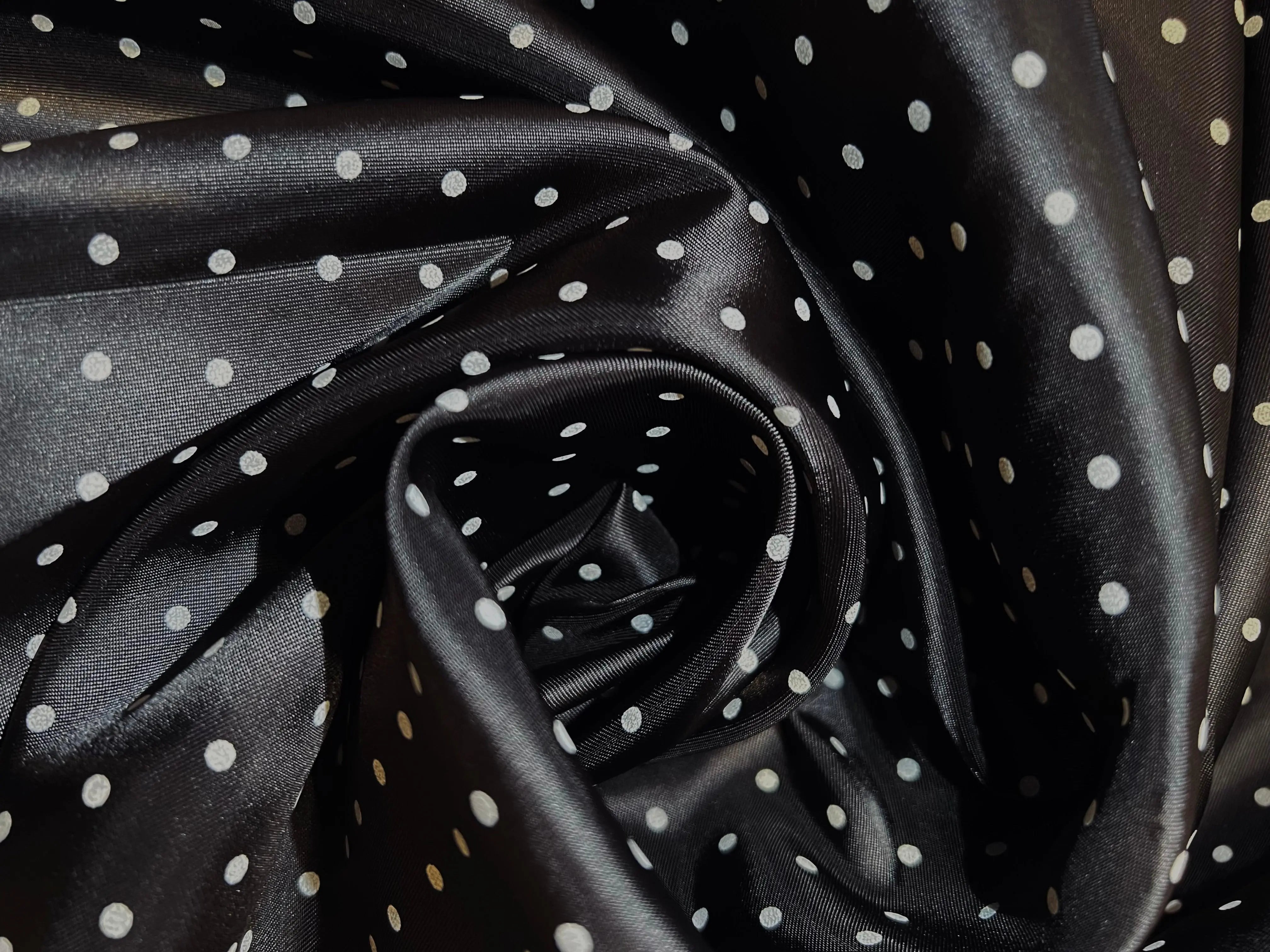 DOUBLURE SATIN 100% VISCOSE NOIRE IMPRIME PETITS POIS - My Little Coupon - tissu - coudre
