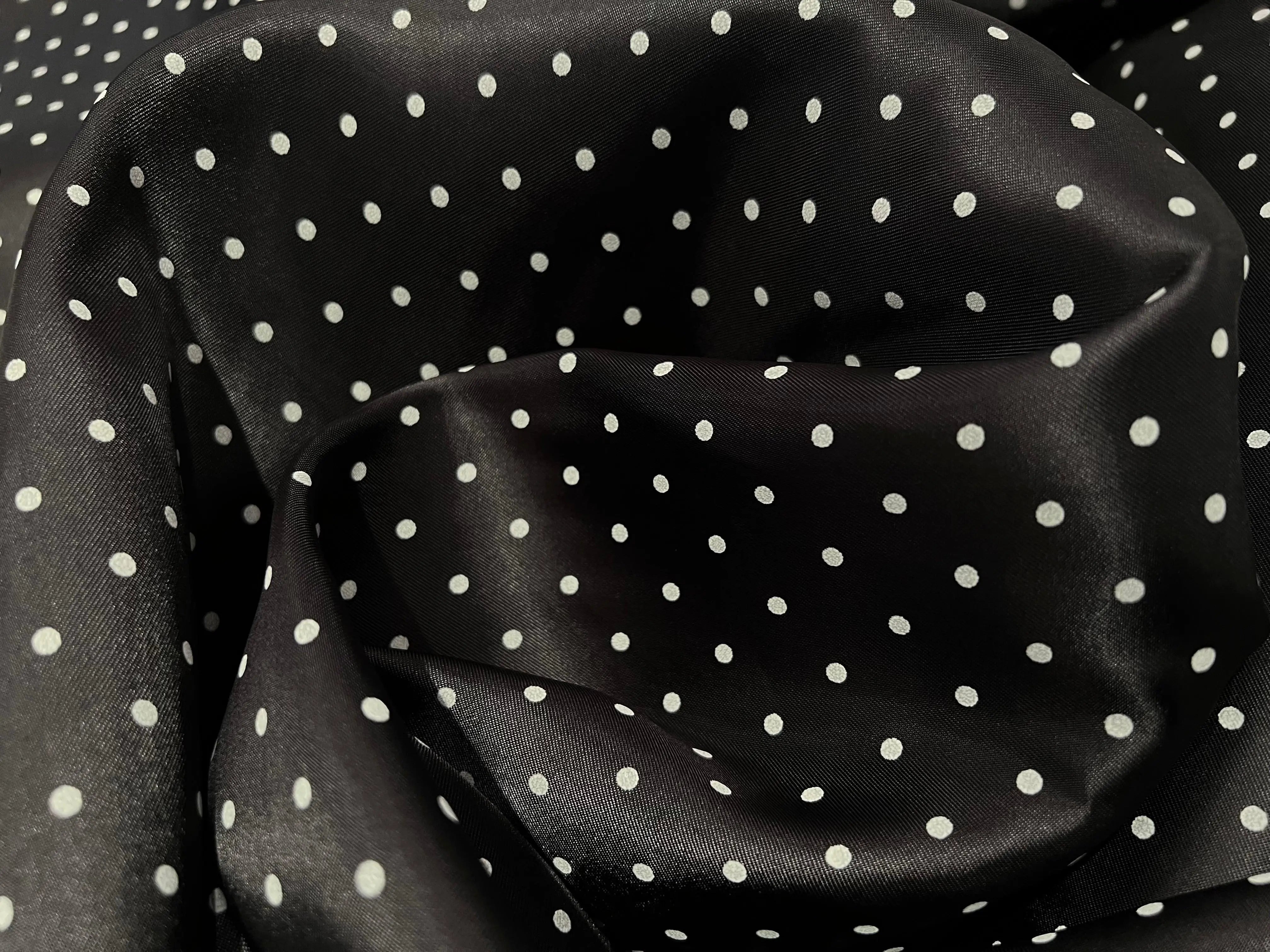 DOUBLURE SATIN 100% VISCOSE NOIRE IMPRIME PETITS POIS - My Little Coupon - tissu - coudre