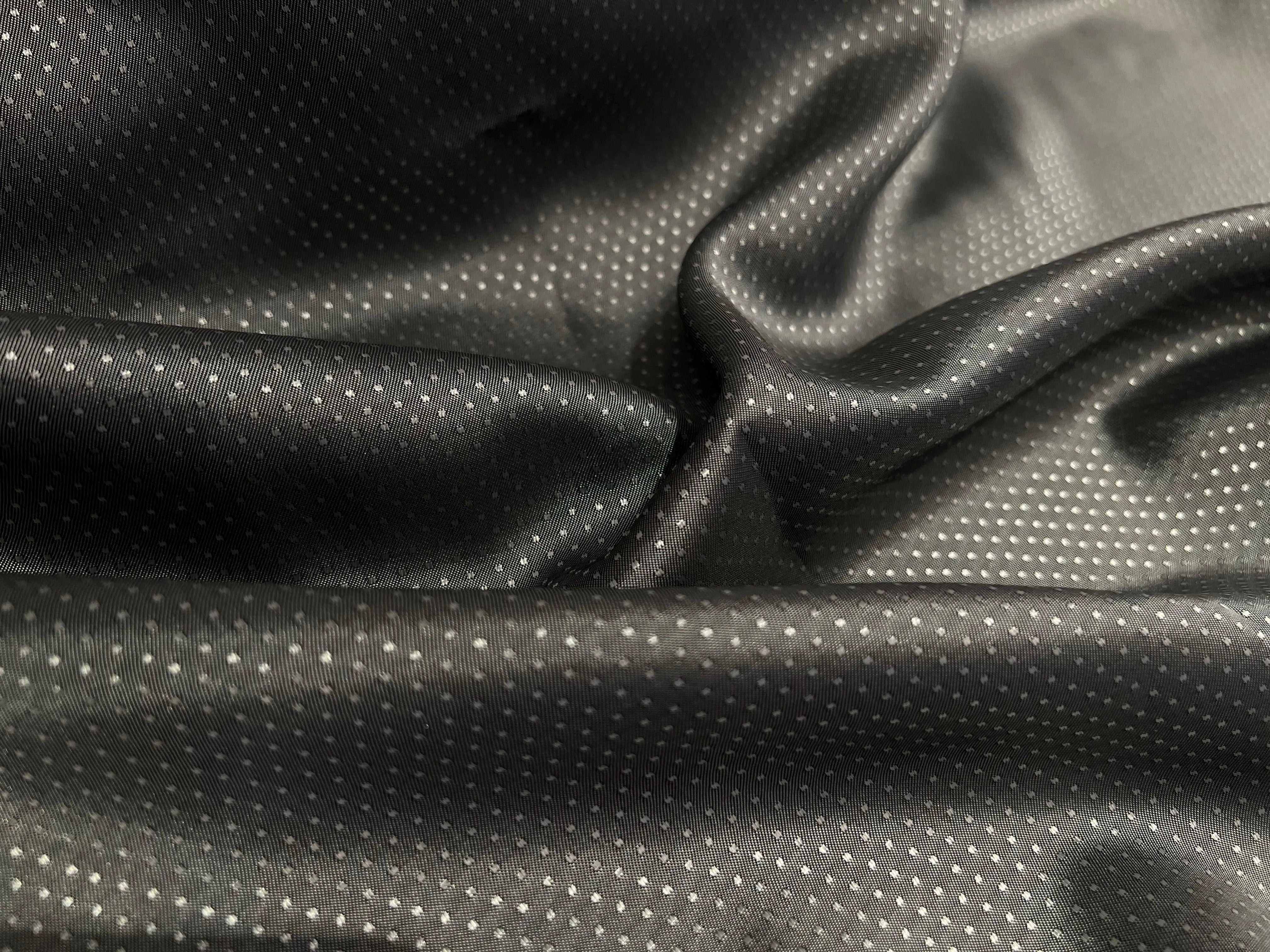 DOUBLURE SATIN FANTAISIE GRIS ARGENT POINTILLÉS TISSÉS - My Little Coupon - tissu - coudre