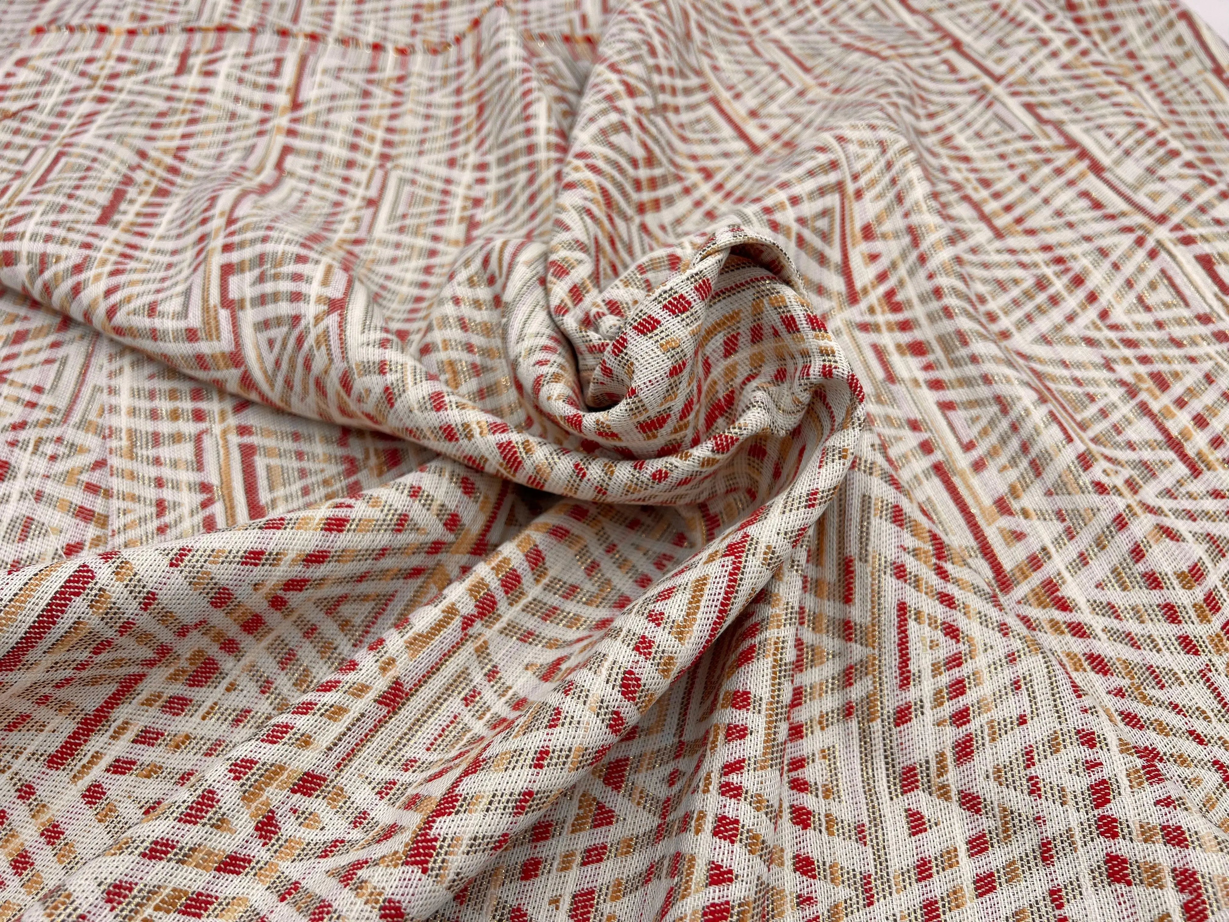 JACQUARD LOSANGES ROUGE ET OR - My Little Coupon - tissu - coudre