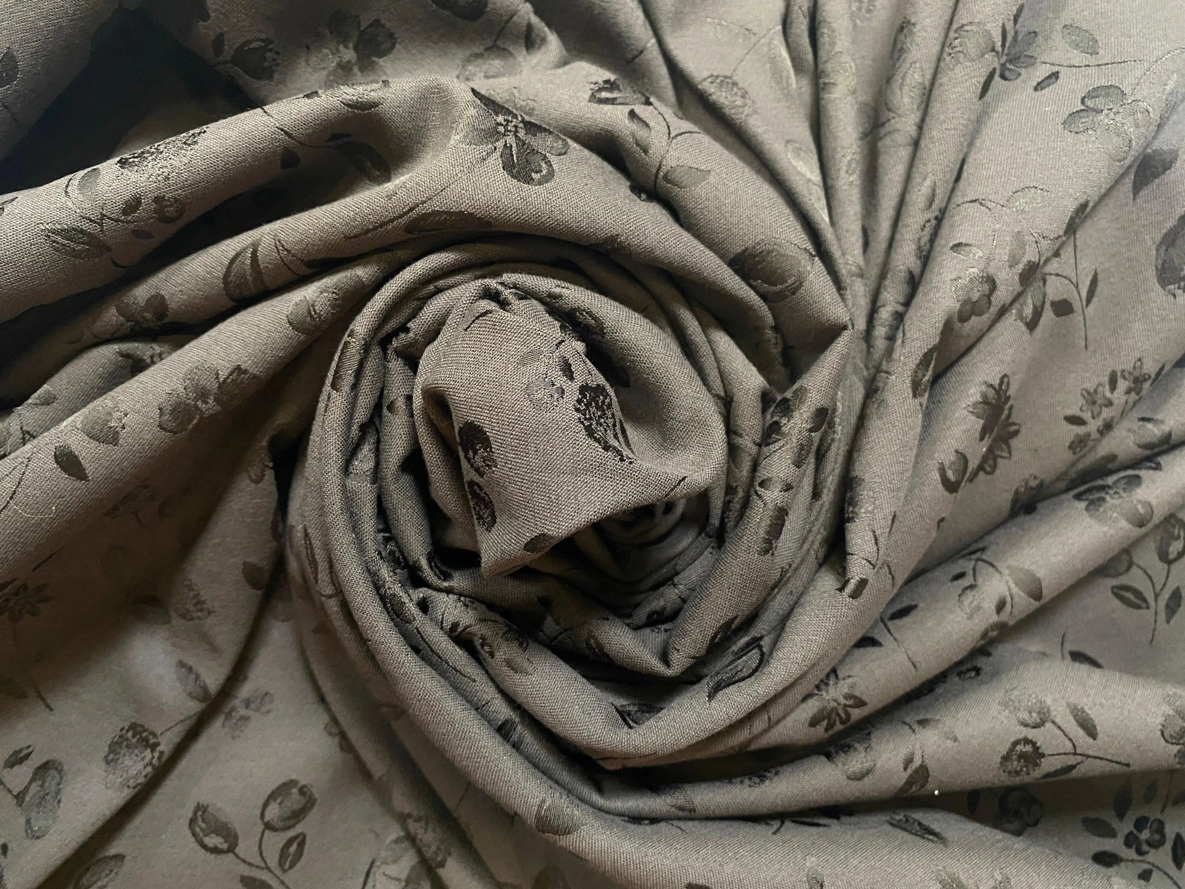 JACQUARD SATINÉ KAKI FLEURS - My Little Coupon - tissu - coudre
