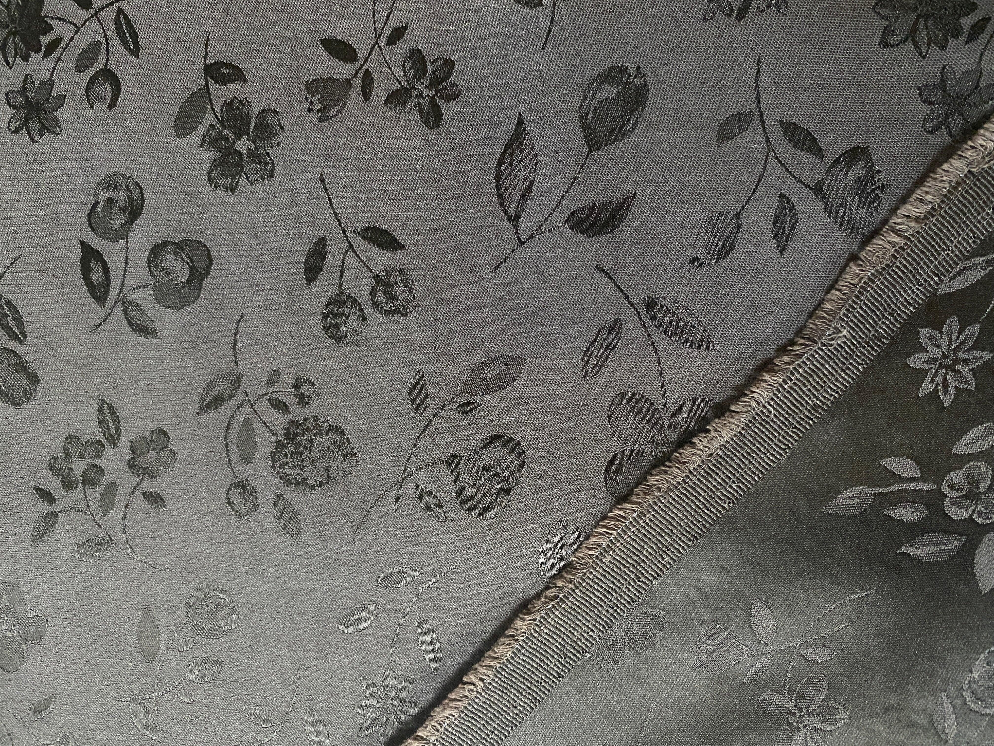 JACQUARD SATINÉ KAKI FLEURS - My Little Coupon - tissu - coudre