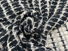 LAINAGE MANTEAU BOUCLETTE RECTANGLE BLANC CASSÉ SUR FOND NOIR - My Little Coupon - tissu - coudre