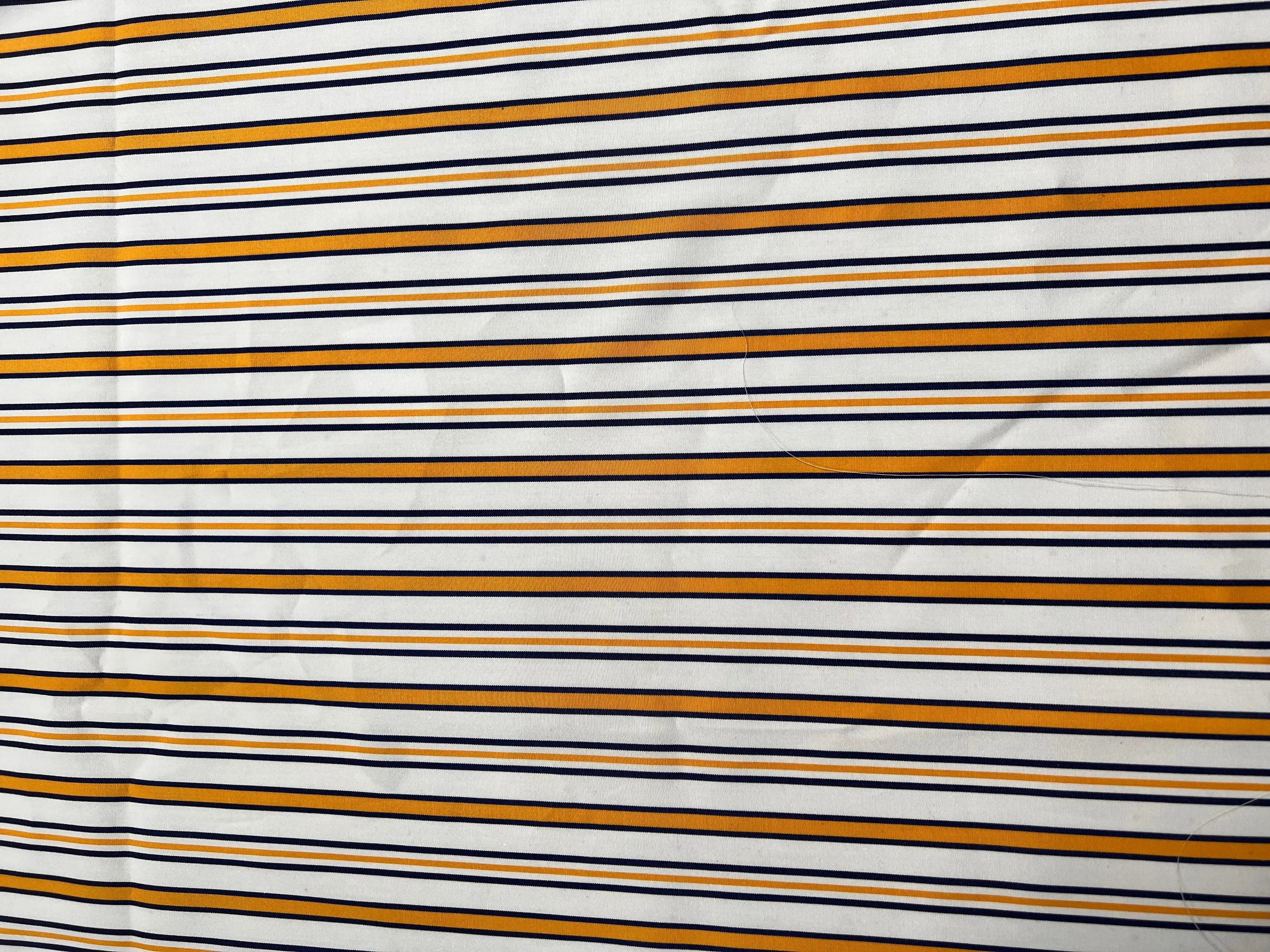 POPELINE DE COTON RAYURES JAUNE & INDIGO - My Little Coupon - tissu - coudre
