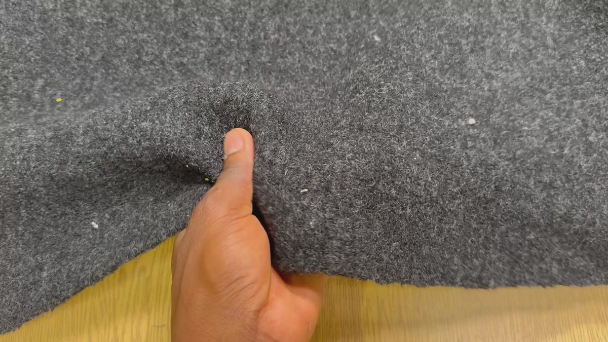 Vidéo du tissu laine bouillie haute couture anthracite