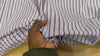 Vidéo du tissu coton chemise stretch rayé bleu ciel
