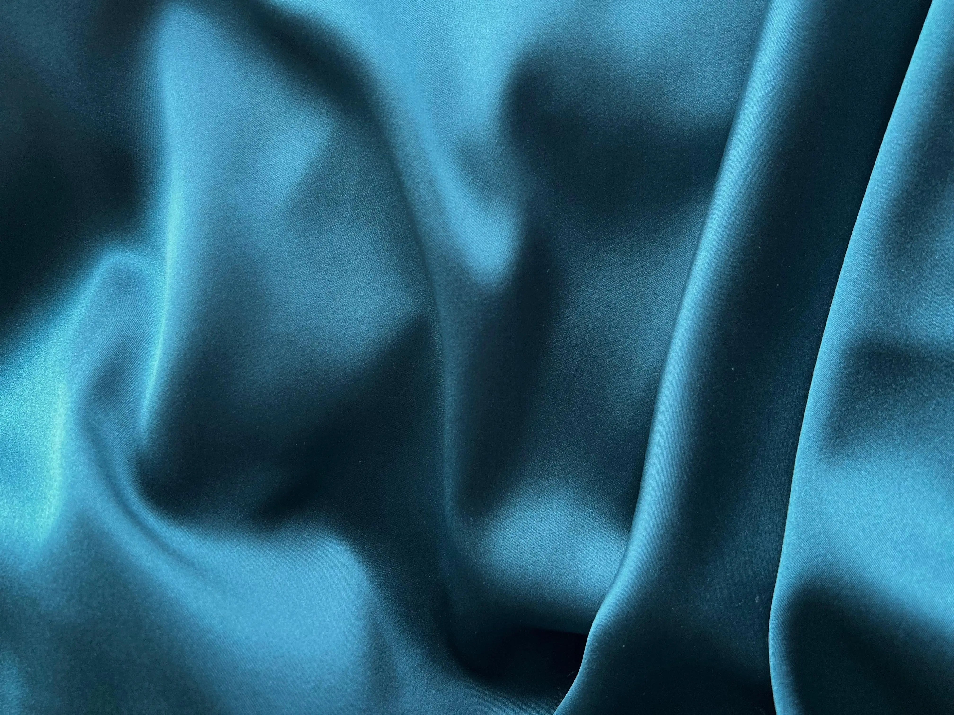 SATIN DE SOIE BLEU SARCELLE D'HIVER - My Little Coupon - tissu - coudre