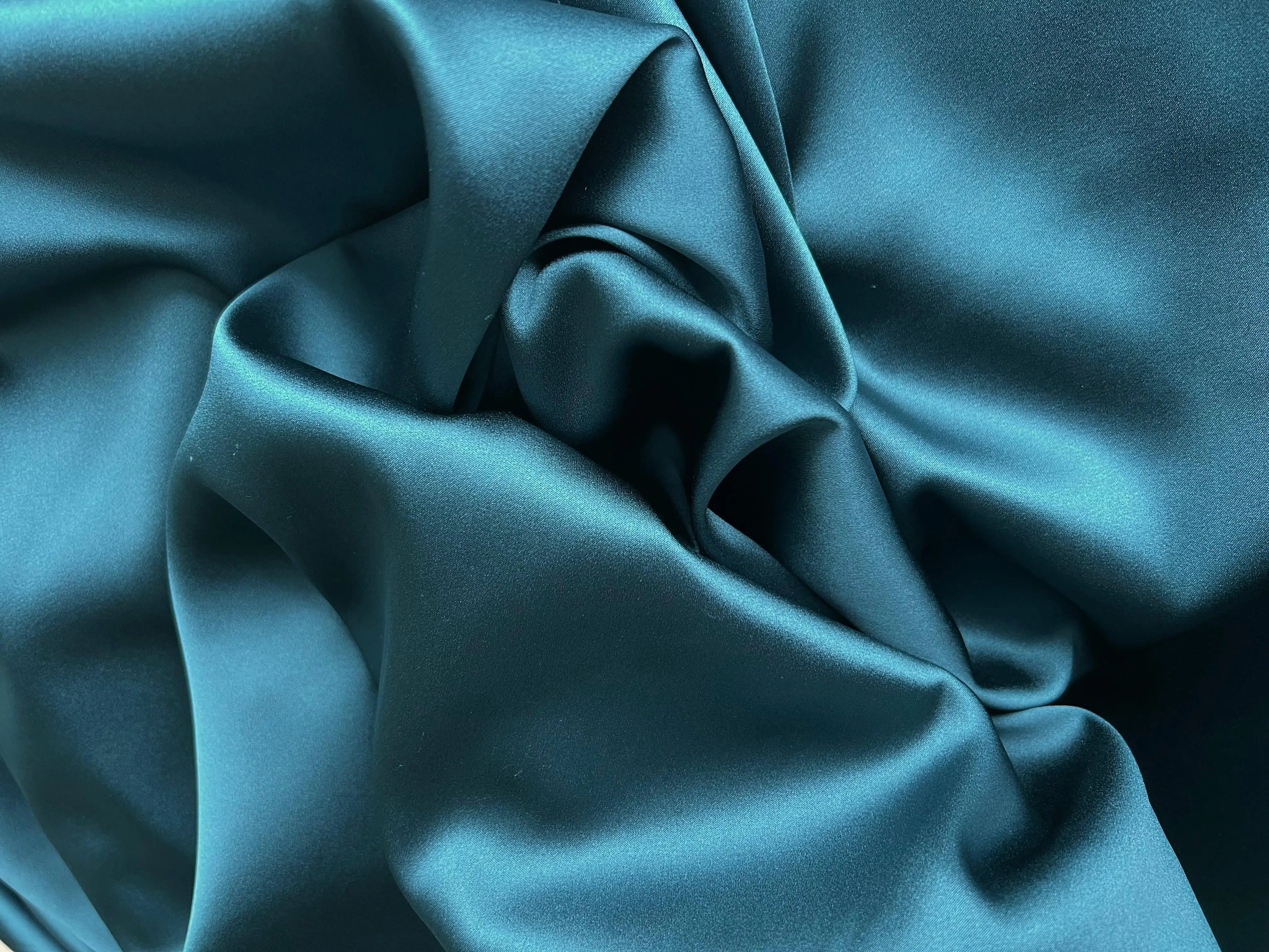 SATIN DE SOIE BLEU SARCELLE D'HIVER - My Little Coupon - tissu - coudre
