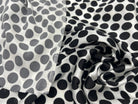 SATIN DE SOIE EXTENSIBLE POIS NOIR MULTIPLE SUR FOND BLANC - My Little Coupon - tissu - coudre