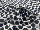SATIN DE SOIE EXTENSIBLE POIS NOIR MULTIPLE SUR FOND BLANC - My Little Coupon - tissu - coudre