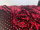 VELOURS LISSE FOND ROUGE PETITS MOTIFS 18% SOIE - coupon de 3 mètres - My Little Coupon - tissu - coudre