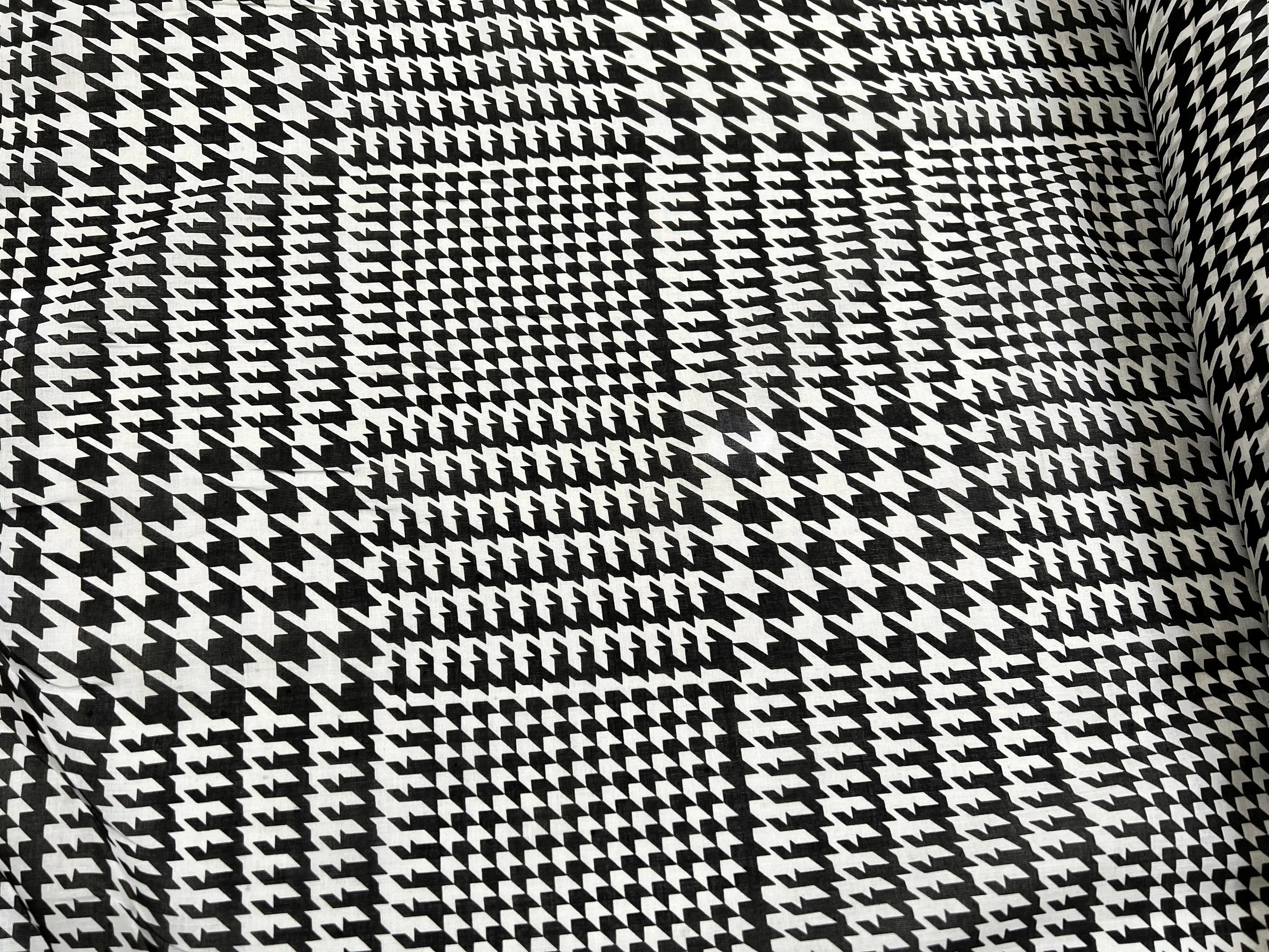 VOILE 100% COTON PEIGNÉ PIED DE COQ EN PRINCE DE GALLES NOIR ET BLANC - My Little Coupon - tissu - coudre